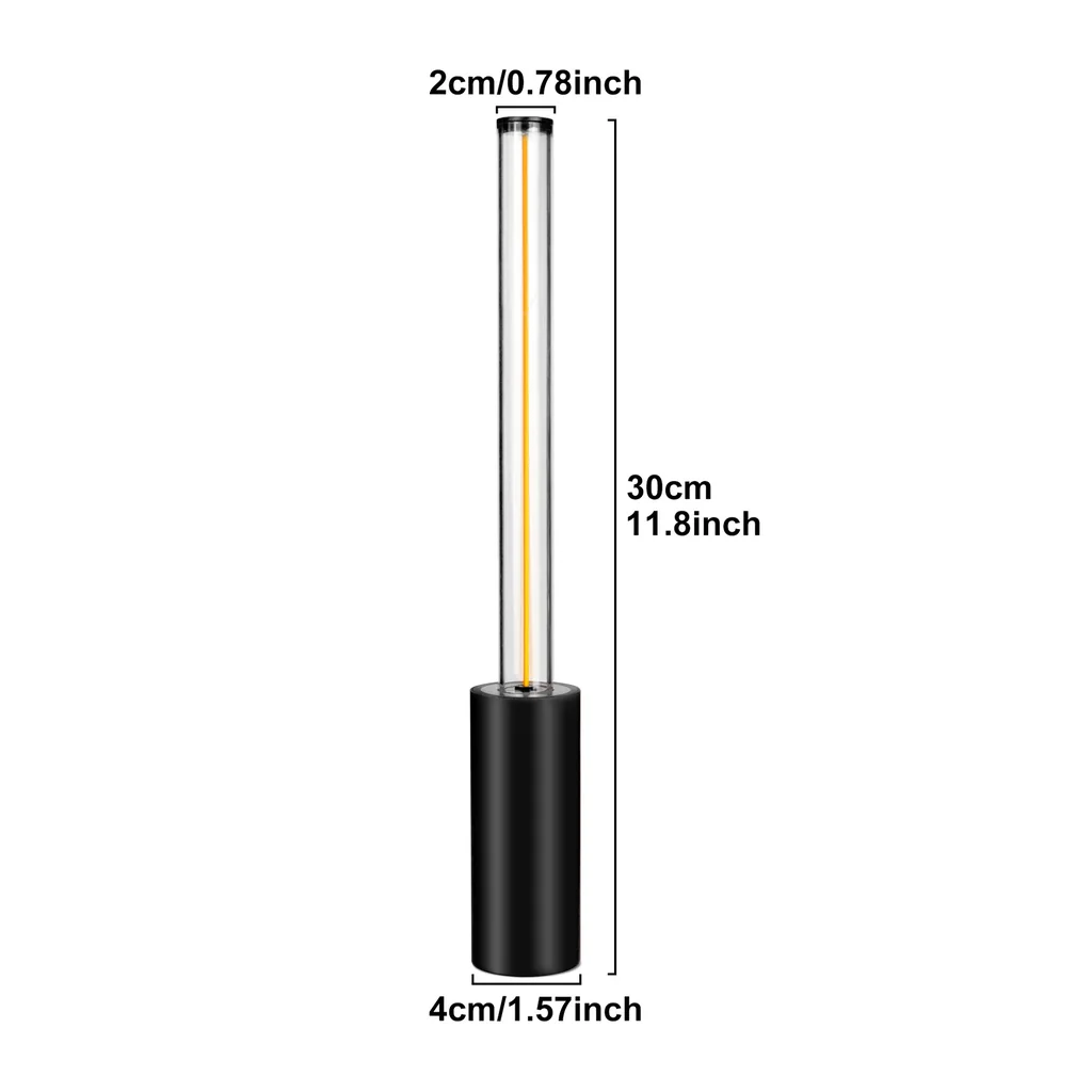 Glow Stick Desk Lamp size: 30 cm tall, 4 cm base