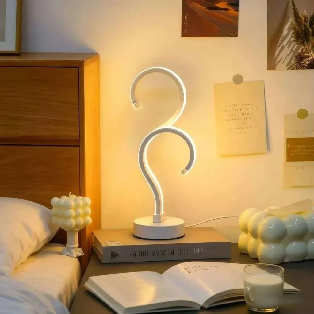 Curved Spiral LED Table Lamp, white S-curve LED lamp (photo 5)